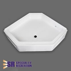 Specialty Recreation 34" X 34"White Neo Angle Front Center Drain Shower Pan