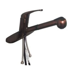 American Brass Company Oil Rubbed Bronze Single Lever Pull-Out Kitchen Faucet With Deck Plate