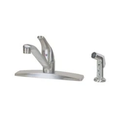American Brass Company Brushed Nickel Single Handle D-Spout Kitchen Faucet With Spray Kit